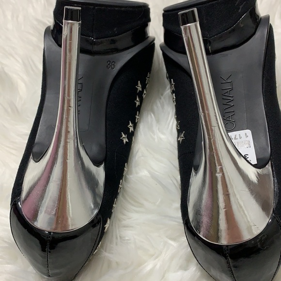 Catwalk high heel shoes with silver metal stars - Picture 5 of 7
